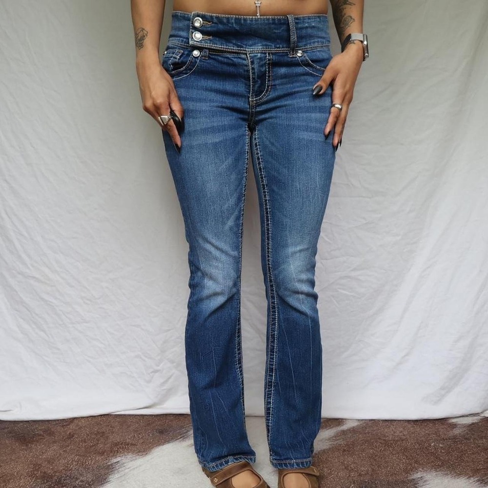 Y2K Seven7 Double Stacked Button Flare Jeans